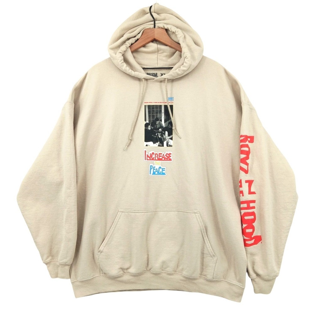 Boyz N The Hood Ripple Junction Hoodie Mens XL Beige Graphic Increase The Peace